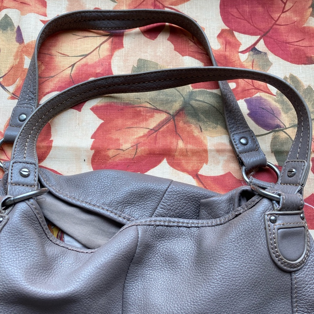 THE SAK Taupe Brown Leather Hobo Handbag - Picture 3 of 6